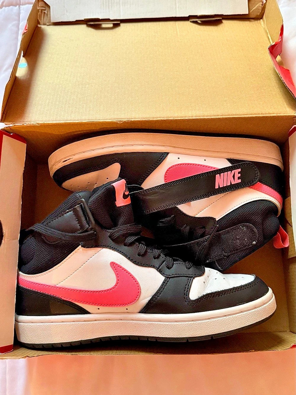 Nike Court Borough Mid 2 GS Black & Pink 5.5Y Sneakers CD7782-005